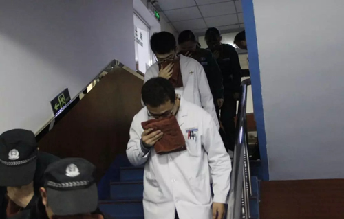 濰坊銀屑病醫院消防演練逃生1